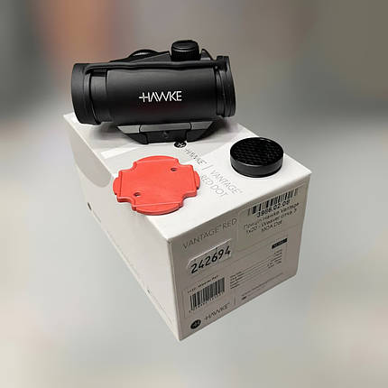 Коліматорний приціл Hawke Vantage 1x20 Weaver, колір Чорний, 3МОА, червона крапка, з кріпленням на Пікатінні (12102), фото 1