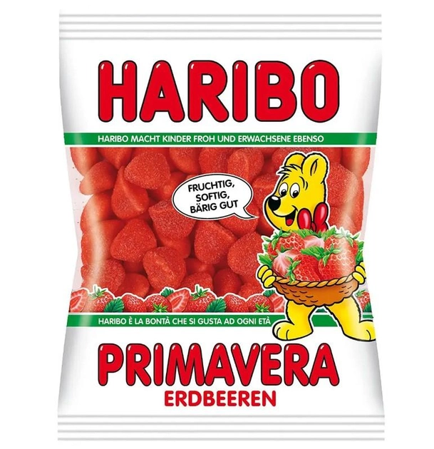 Жувальні цукерки Haribo Primavera Erdbeeren із полуничним смаком, 175г