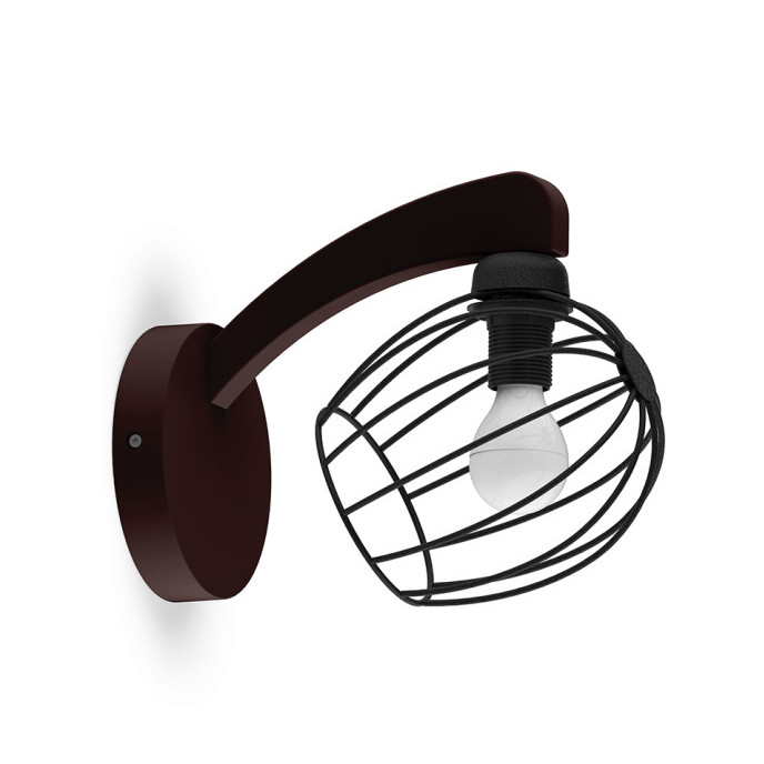 Бра дерев'яний каркас чорний металевий плафон у стилі лофт на 1 лампу Е14 20х13х25 см