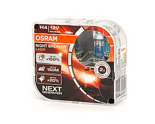 Лампа галогенна H4  12V 60/55W Night Bracker Laser + 150% (2 шт. блистер) ближний / дальний свет