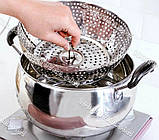 Пароварка-вставка для каструлі розкладна "Пелюстка" з нержавіючої сталі Ø 26*18,5 см., фото 3