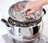Пароварка-вставка для каструлі розкладна "Пелюстка" з нержавіючої сталі Ø 26*18,5 см., фото 10