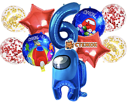 Набір із куль синій АМОНГ АС із цифрою