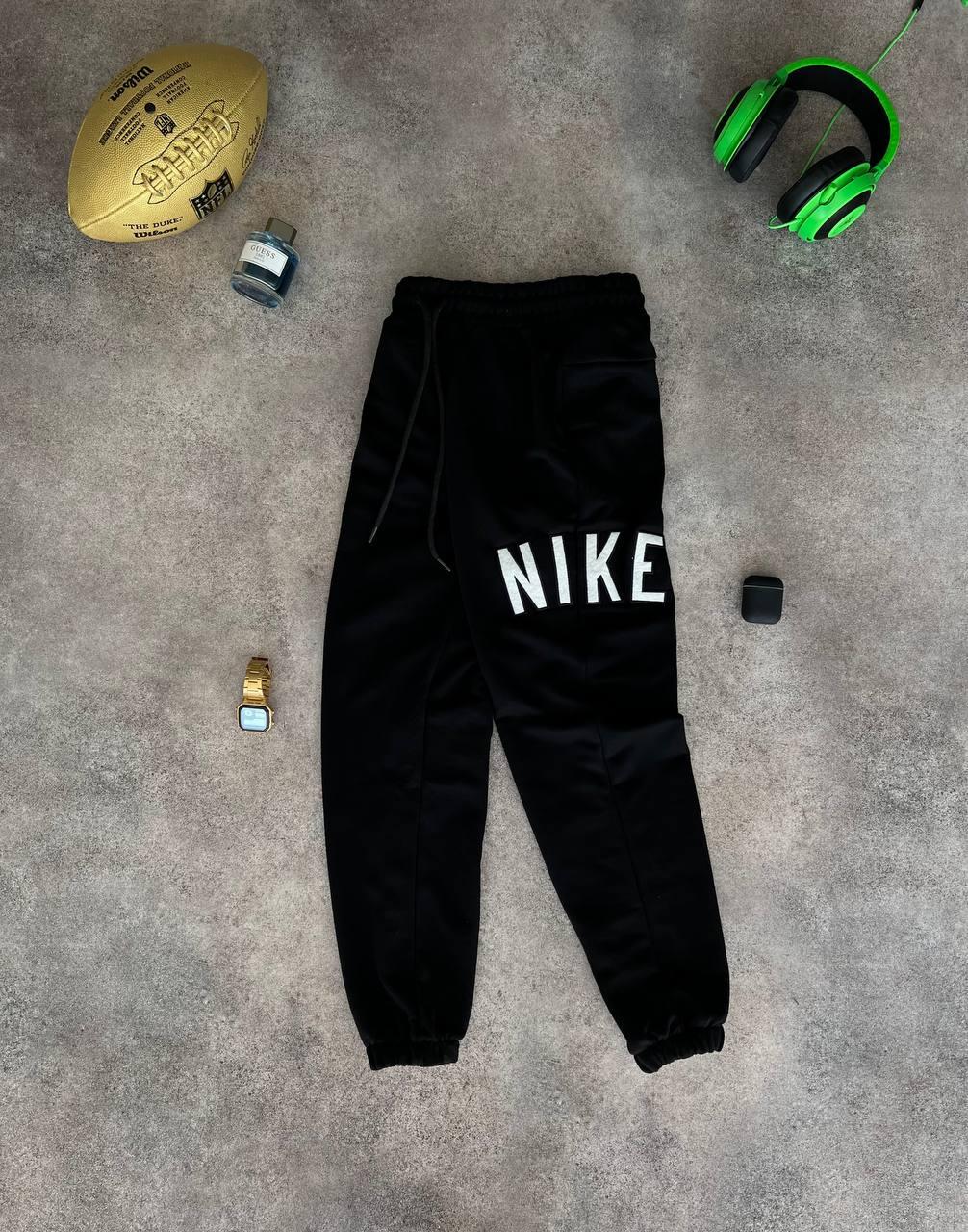 Спортивні штани чоловічі чорні осінь-весна однотонні оверсайз фірмові Nike (Найк)