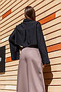 Чорна сорочка жіноча укорочена бавовняна з довгим рукавом на гудзиках, фото 6