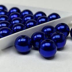 (20 грам) Намистини пластик Ø10мм - синій перламутр