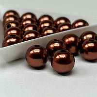 (20 грамм) Бусины пластик Ø10мм - шоколадный перламутр