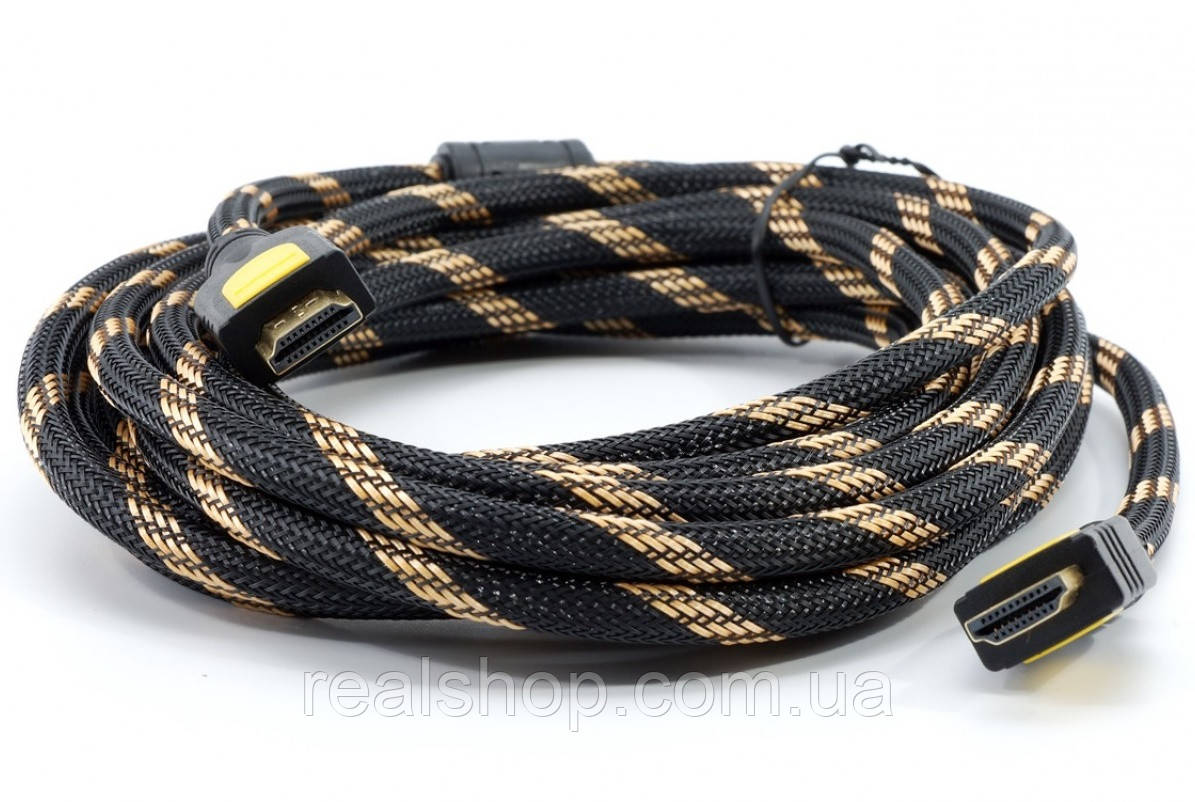 Кабель HDMI-HDMI на 5 м. плетений із феритовими фільтрами