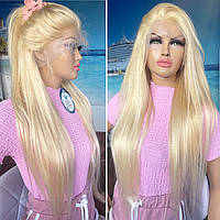 Натуральный парик большая система имитации кожи длинные славянские волосы блонд 80 см!