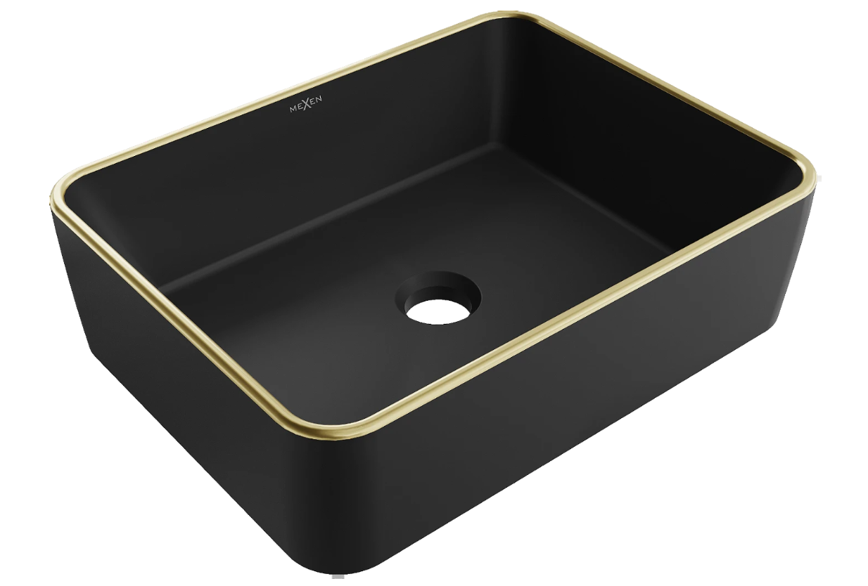 Умивальник (раковина) MEXEN CATIA BLACK MATT GOLD EDGE накладний