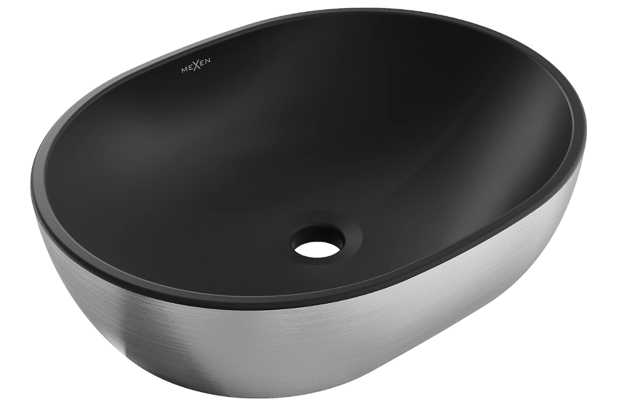 Умивальник (раковина) MEXEN VIKI SILVER BRUSHED BLACK MATT накладний