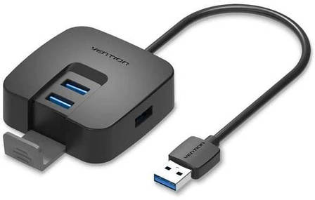 Активний USB Хаб із живленням Розгалужувач для Ноутбука, Макбука на 4 порта USB 3.0 з підставкою для телефона Vention (CHBBB), фото 1