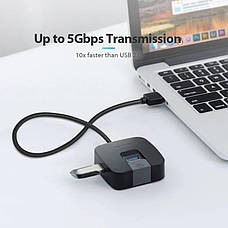 Активний USB Хаб із живленням Розгалужувач для Ноутбука, Макбука на 4 порта USB 3.0 з підставкою для телефона Vention (CHBBB), фото 3