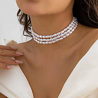 Тришарове намисто зі штучних перлів