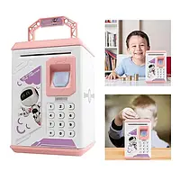 Дитячий електронний сейф скарбничка з імітатором відбитку пальців Робот Robot Bodyguard Рожевий 543IM-65