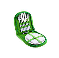 Набор для пикника 10890 12 предметов зеленый посуда для пикника отдыха