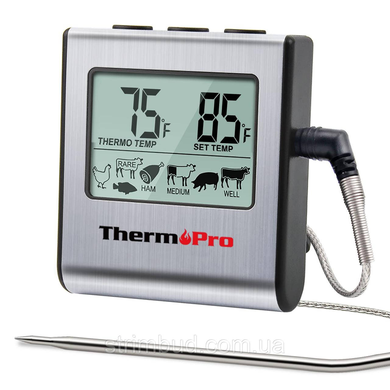 Термометр для мяса ThermoPro TP-16 (0..+300 °C) с таймером и магнитом - фото 1 - id-p1635717936