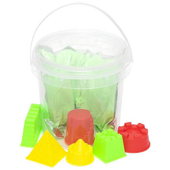 Набір кінетичного піску у відрі та 8 пластикових пасочок 300 г