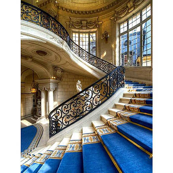Картина за номерами Широкі сходинки із синім килимом 40х50 см RA73567 в коробці з акриловими фарбами