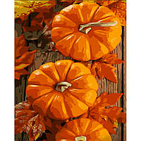 Картина по номерам Strateg ПРЕМИУМ Оранжевые тыквы с лаком размером 30х40 см (SS6782)