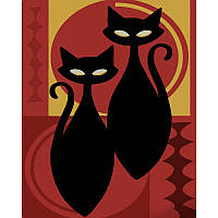 Картина по номерам Strateg ПРЕМИУМ Две абстрактные котики с лаком размером 40х50 см (DY440)