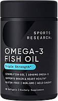 Рыбий жир Омега-3, Sports Research Omega-3 Fish Oil Triple Strength 1250, 90 капсул