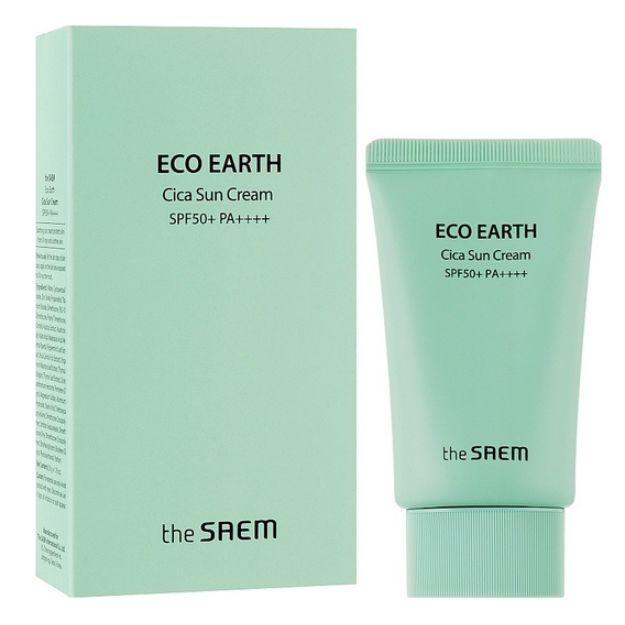 Сонцезахисний крем із центелою та м'ятою The Saem Eco Earth Cica Sun Cream 50ml, фото 1