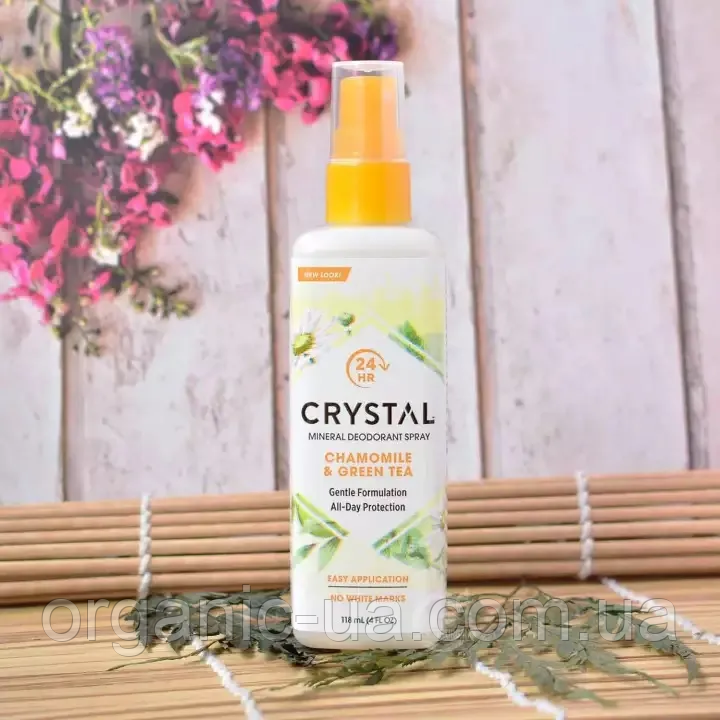 Crystal Body Deodorant, Мінеральний дезодорант-спрей із ромашкою і зеленим чаєм, 118 мл (4 рідкі унції)