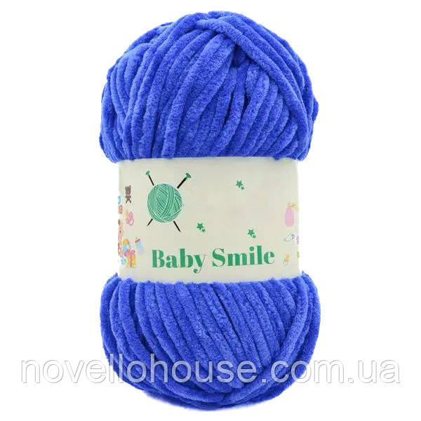BABY SMILE (Бейбі Смаiл) № 040 синій (Пряжа плюшева, нитки велюр для в'язання)