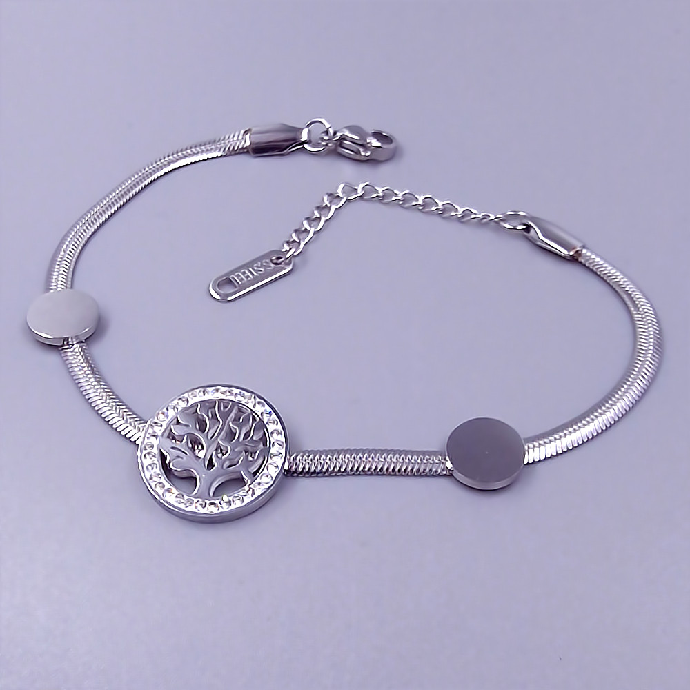 Браслет Stainless Steel. Сталь. Родій. Довжина: 17.5-21 см