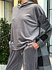 Костюм 3в1 костюм велюр + кашемірова сорочка сірий, фото 3
