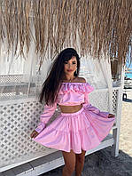 Стильний літній костюм короткий топ і коротка спідниця шорти