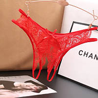 Трусики з відкритим доступом Floral (р. S/M/L, червоні)