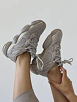 Женские кроссовки Adidas Yeezy Boost 500 Blush (бежевые) красивые молодежные кроссы замша-сетка YE016