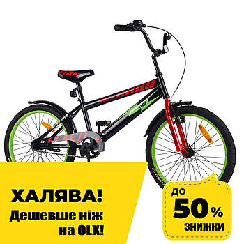 Велосипед двоколісний дитячий 20 дюймів (дзвінок, підніжка) Tilly FLASH T-22048 Зелений Акція до 25.02