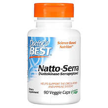 Серрапептаза та Натокіназа Doctor's Best "Natto-Serra" натуральні ензими (90 капсул)