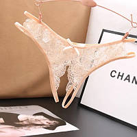 Трусики з відкритим доступом Floral (р. M/L, бежеві)