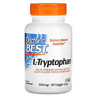 L Триптофан Doctor's Best "L-Tryptophan with TryptoPure" поддержка нервной системы, 500 мг (90 капсул)