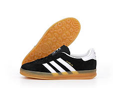 Чоловічі кросівки Adidas Gazelle Indoor Black White Gum Premium Адідас Газель чорні замш В'єтнам, фото 3