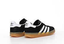 Чоловічі кросівки Adidas Gazelle Indoor Black White Gum Premium Адідас Газель чорні замш В'єтнам, фото 5