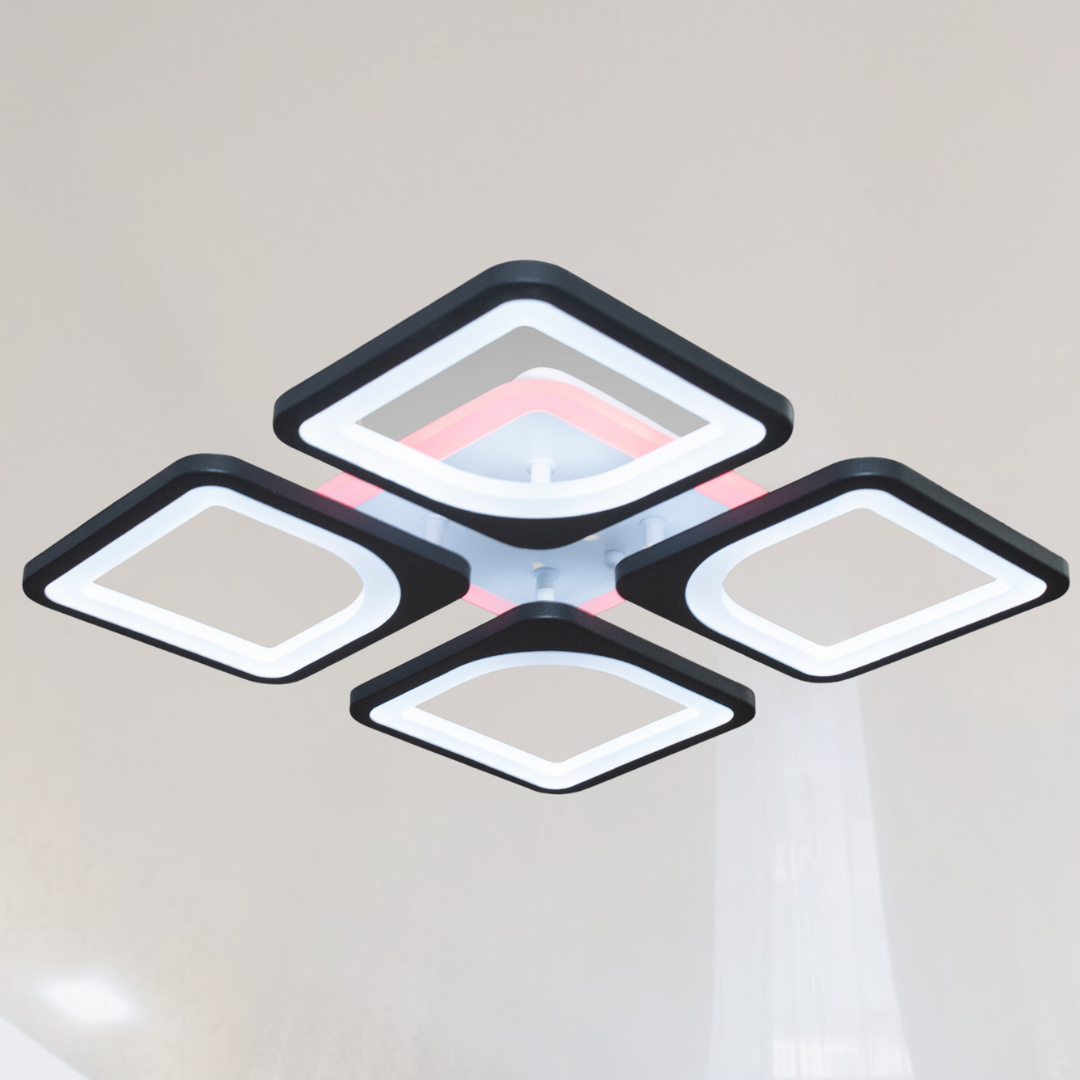 Невелика люстра LED квадратна Diasha 75W до 18 кв.м колір  S8060/4BK 3color