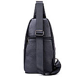 Сумка чоловіча шкіряна нагрудна. Сумка рюкзак на одне плече з натуральної шкіри Чорна, фото 6