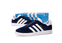 Кросівки жіночі та чоловічі Adidas Gazelle Blue White Кеди Адідас Газель сині замшеві демісезон унісекс