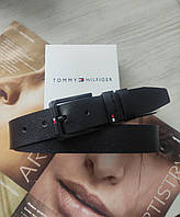 Чоловічий ремінь Tommy з чорною пряжкою в коробці