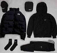 Теплый мужской спортивный комплект на флисе Nike c курткой The North Face
