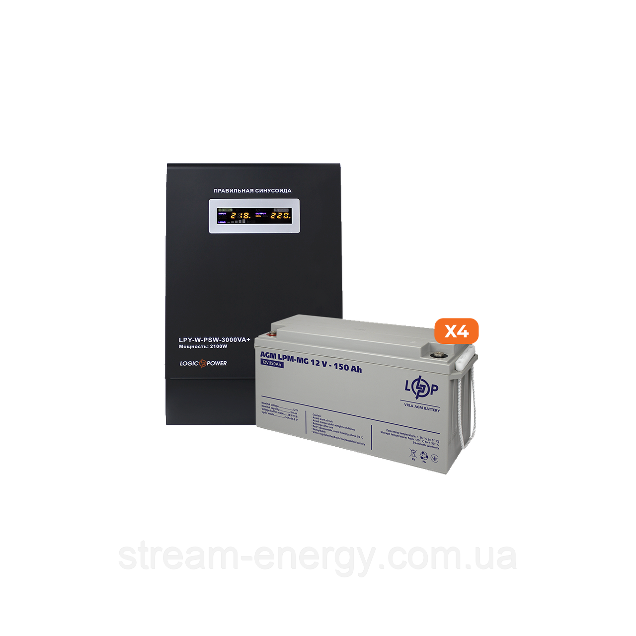 Комплект резервного живлення LP (LogicPower) ДБЖ + мультигелева батарея (UPS W3000 + АКБ MG 8280W), фото 1
