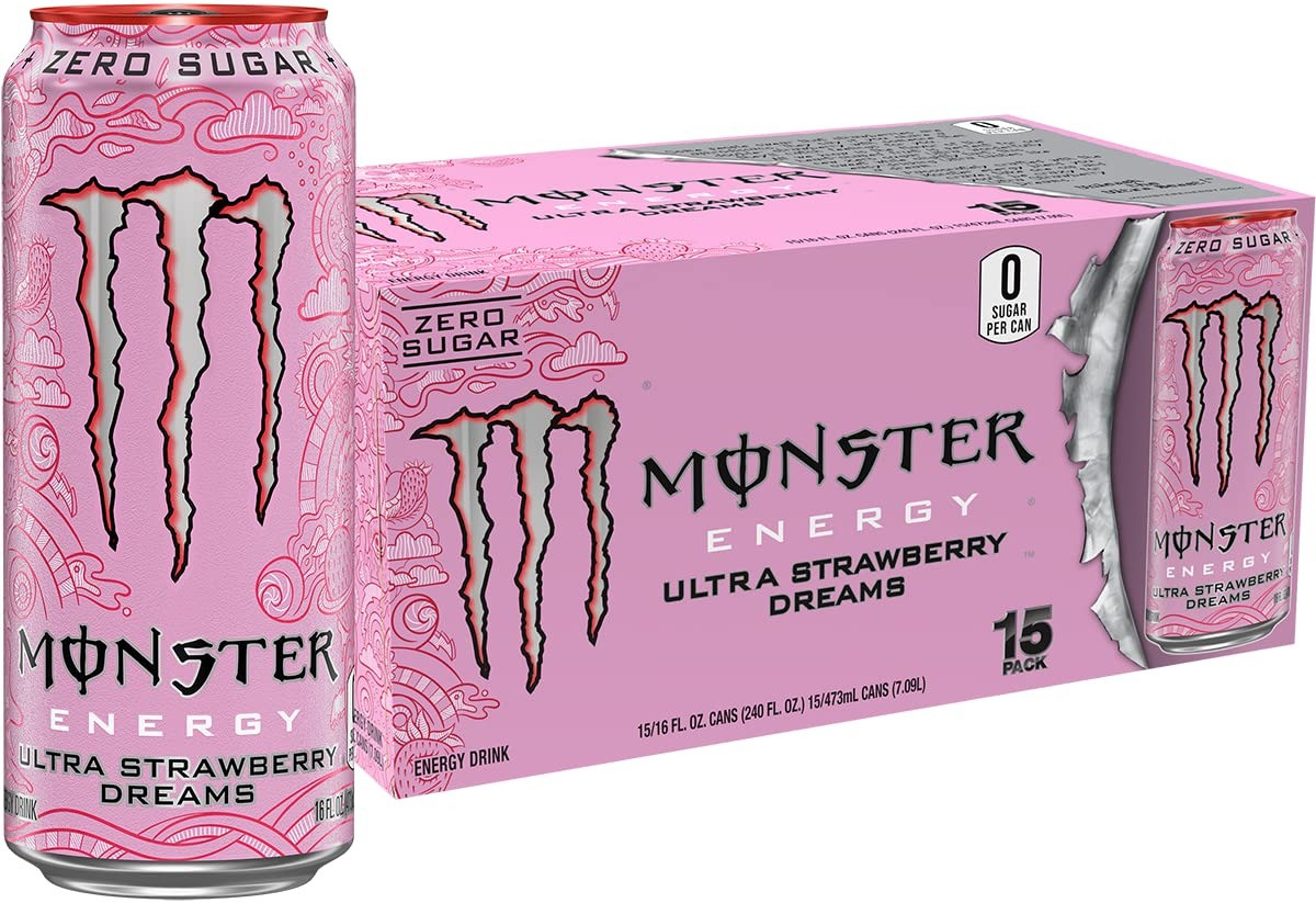 Блок енергетиків Monster Ultra Strawberry Dreams Sugar Free 15x473 ml, фото 1