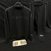Черный мужской спортивный костюм со свитшотом ФЛИС ESSENTIAL очень теплый