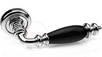 Итальянская дверная ручка Fadex Siena Ceramic V хром полированный / черный (Италия)