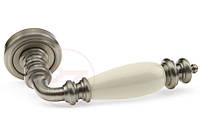 Дверная ручка из латуни Fadex Siena Ceramic никель матовый \ бежевый (Италия)